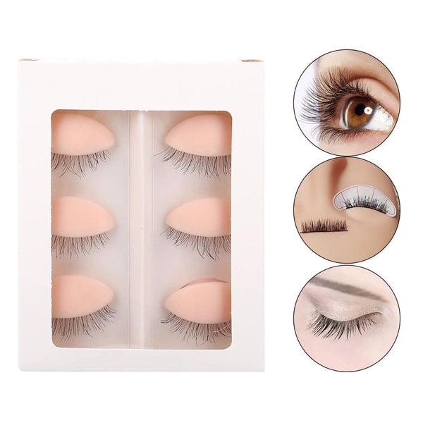 Globalstar 3 Pairs Silicone Eyelid With Lashes Replacement For Training Head HJ-105 - Awarid UAE
