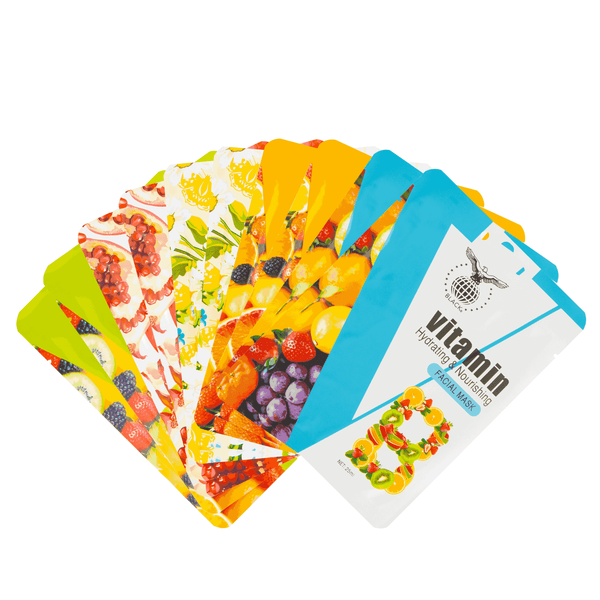 Black Vitamin B Hydrating & Nourishing Mask 25ml x 10pcs - Vitamin B Moisturizing Facial Sheet Mask for Glowing Skin