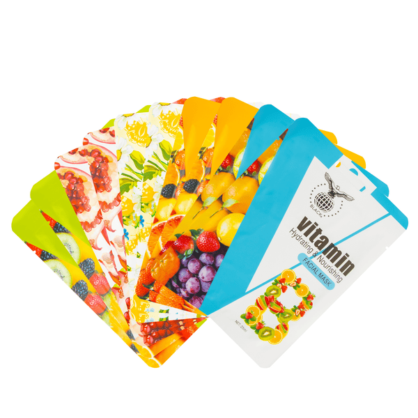 Black Vitamin C Brightening & Moisturizing Facial Mask Set - 10 Pack (25ml Each)