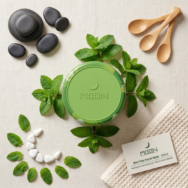 Moon Mint Facial Clay Mask – Deep Cleansing & Hydrating Face Mask with Mint & Rosemary Oil