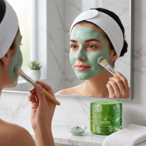Moon Mint Facial Clay Mask – Deep Cleansing & Hydrating Face Mask with Mint & Rosemary Oil