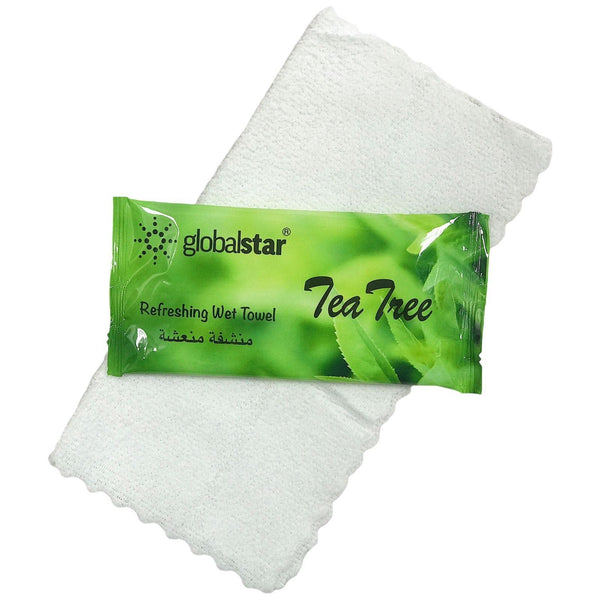 Globalstar Refreshing Wet Towel Tea Tree 400pcs - RT06 - Awarid UAE
