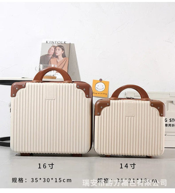 Globalstar Trendy Candy Color Cosmetic Suitcase - Stylish Striped Luggage Box for Perfect Travel Makeup