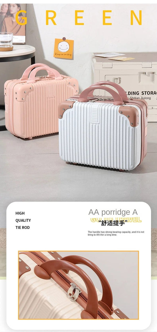 Globalstar Trendy Candy Color Cosmetic Suitcase - Stylish Striped Luggage Box for Perfect Travel Makeup