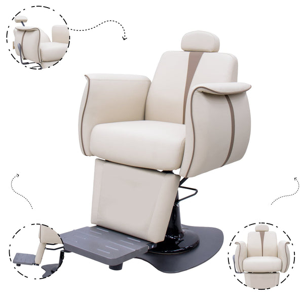 Globlastar Professional Beige Salon Chair –Luxury Hydraulic Beauty Chair for Salons