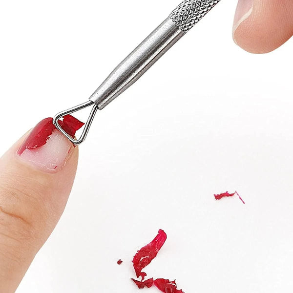 Globalstar 2-in-1 Cuticle Pusher & Remover - Triangle Head Nail Scraper with Sharp Blade