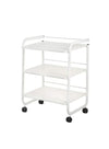 Globalstar Professional 3-Tier Glass Trolley– White Frame with Frosted Glass Shelves for Salon and Home Use