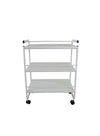 Globalstar Professional 3-Tier Glass Trolley– White Frame with Frosted Glass Shelves for Salon and Home Use