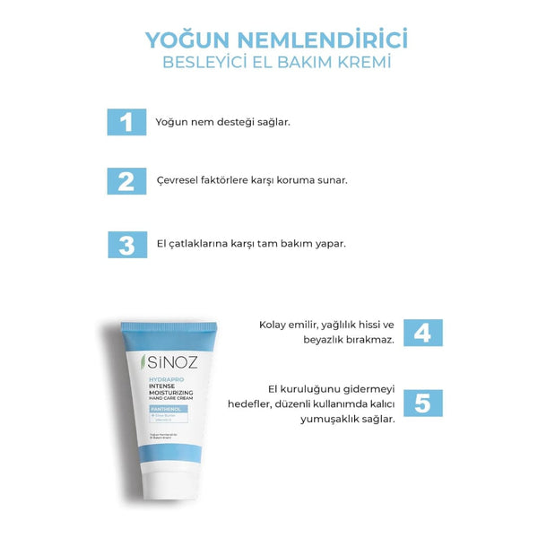 Sinoz Intensive Moisturizing Hand Cream – Deep Hydration & Repair with Shea Butter & Panthenol, 50ml