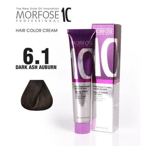 Morfose 10 Hair Color Cream with Argan Oil - 6.1 Dark Ash Blonde, 100ml  - Cool Blonde Hues, Nourished Radiance
