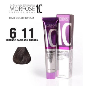 Morfose 10 Hair Color Cream with Argan Oil - 6.11 Intense Dark Ash Blonde, 100ml