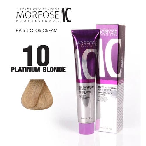 Morfose 10 Platinum Blonde Hair Color Cream with Nourishing Argan, Camellia, and Macadamia Oils