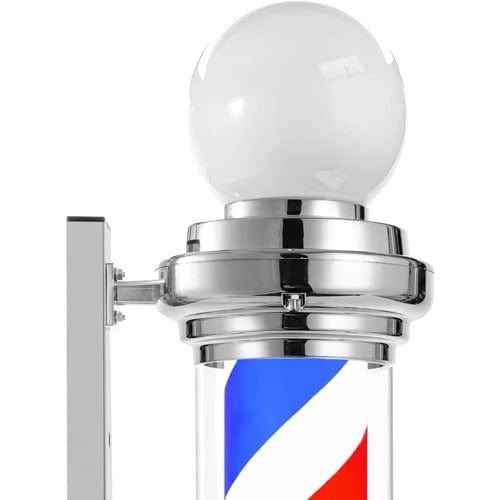 Globalstar Classic Barber Pole Light 128.5cm - Iconic Silver Red White Blue Stripes for a Traditional Barber Shop Decor