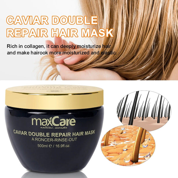 Maxcare Collagen Keratin & Caviar Hair Treatment - 500ml Intensive Repair Mask