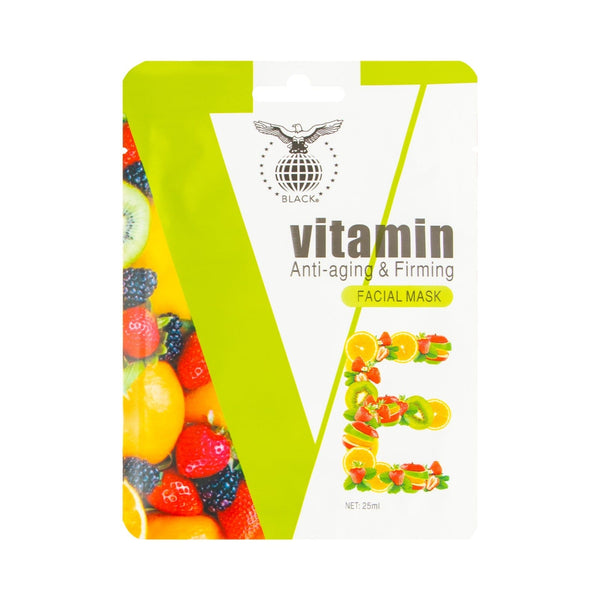 Black Vitamin E Facial Mask – Pack of 10 x 25ml for Deep Hydration & Anti-Aging
