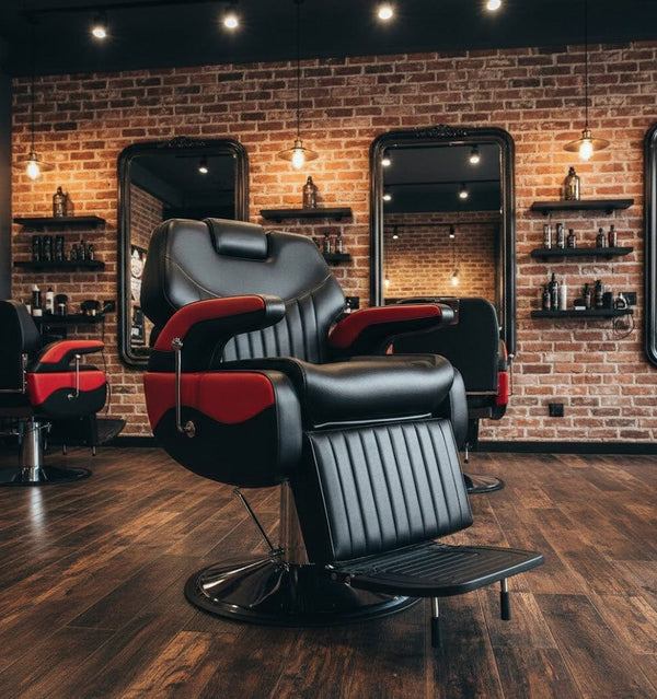 كرسي حلاقة احترافي باللونين الأسود والأحمر - 2689