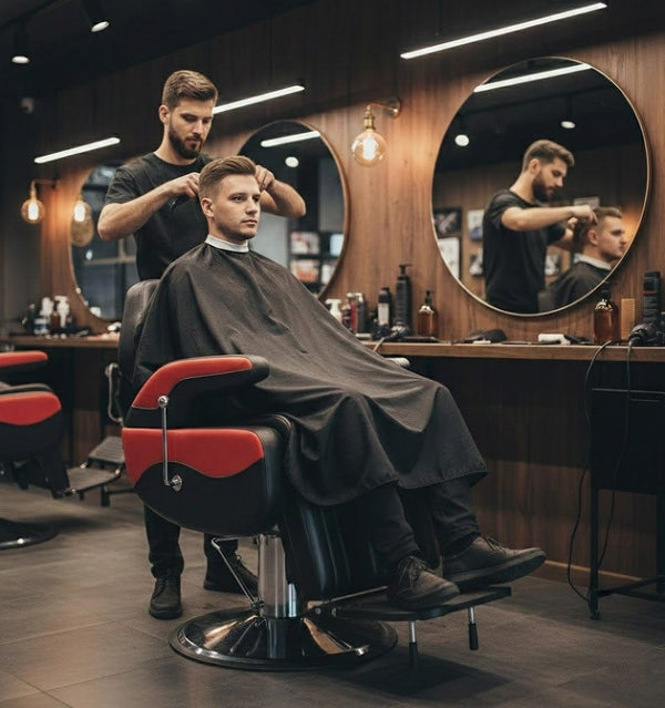 كرسي حلاقة احترافي باللونين الأسود والأحمر - 2689