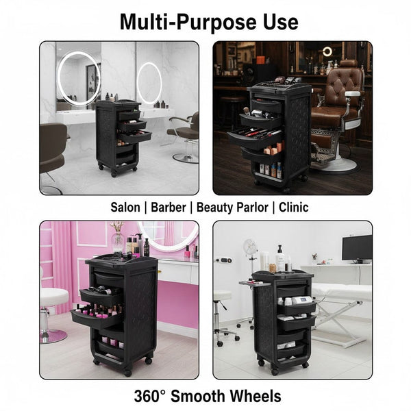 Globalstar Professional Salon Trolley with 5 PVC Drawers – Premium Hairdressing and Barber Organizer