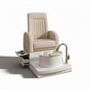 Globalstar Luxury Light Beige Pedicure Chair – Cup Holder, Synthetic Leather & Comfort Sponge