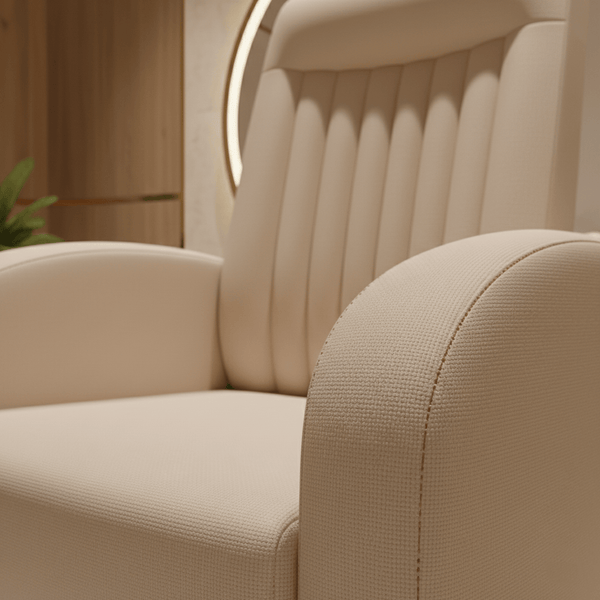 Globalstar Luxury Light Beige Pedicure Chair – Cup Holder, Synthetic Leather & Comfort Sponge