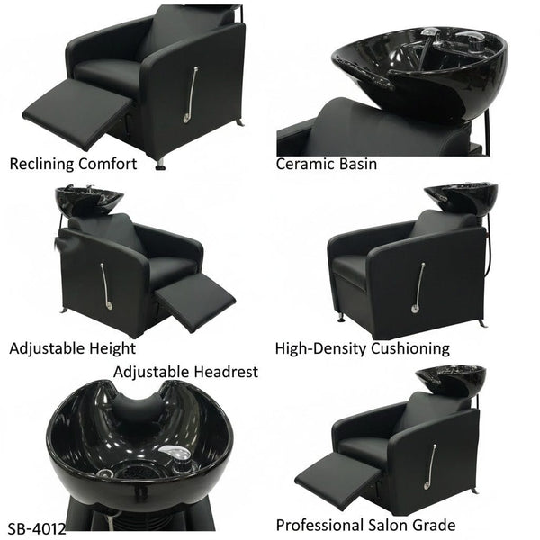 Globalstar Professional Salon Shampoo Chair – Adjustable Height, Reclining Backrest & Ceramic Basin