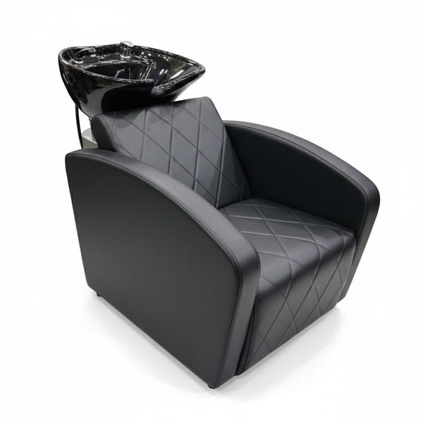 Globalstar XT-203-2-2 Black Shampoo Chair with Basin – Professional Salon Backwash Unit Premium Leather