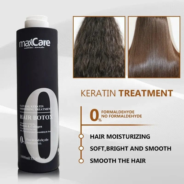 Maxcare Brazilian Keratin Hair Treatment - 1000ml Botulinum Therapy for Silky Straight Hair