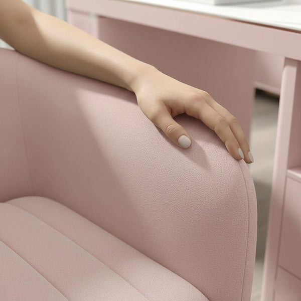 Globalstar Pink Manicure Table Set – Single Nail Station with Two Chairs, Sintered Stone Top, USB Charger and Socket