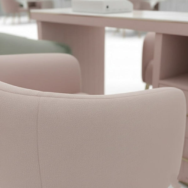 Globalstar Pink Manicure Table Set – Single Nail Station with Two Chairs, Sintered Stone Top, USB Charger and Socket