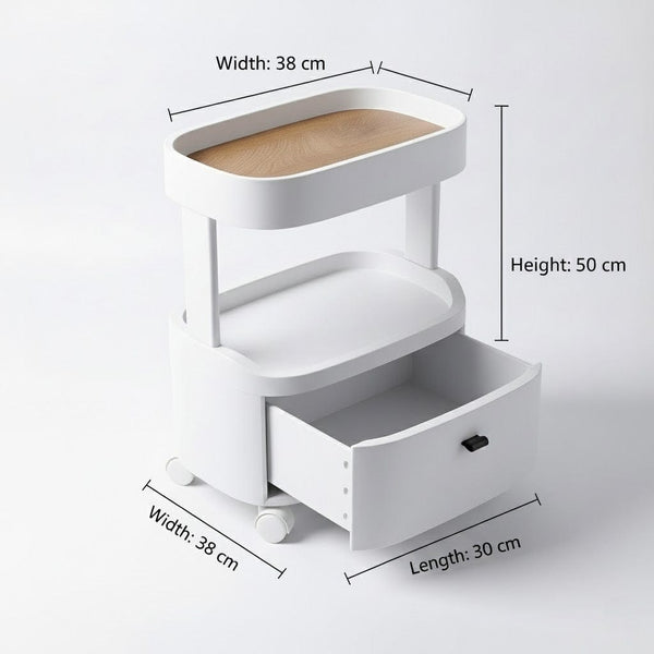 Globalstar Small Rolling Trolley with Drawer - Perfect for Salon and Multiuse Storage
