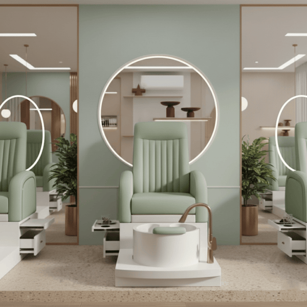 Globalstar High-End Green Pedicure Chair with Cup Holder - Luxury Salon Seating