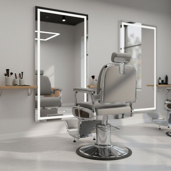 Globalstar BC-9997 Grey Barber Chair – Soft Leather 360° Rotating Professional Salon Chair