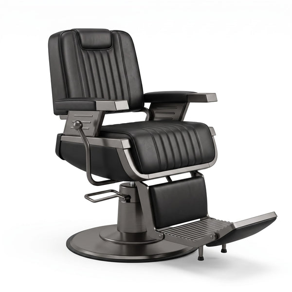 Globalstar AW-1930B Professional Barber Chair - Premium Black Leather Barber Chair