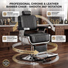 Globalstar AW-9130 Heavy-Duty Barber Chair | Black Leather, Steel Frame, 360° Rotation & Reclining