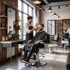 Globalstar AW-9130 Heavy-Duty Barber Chair | Black Leather, Steel Frame, 360° Rotation & Reclining