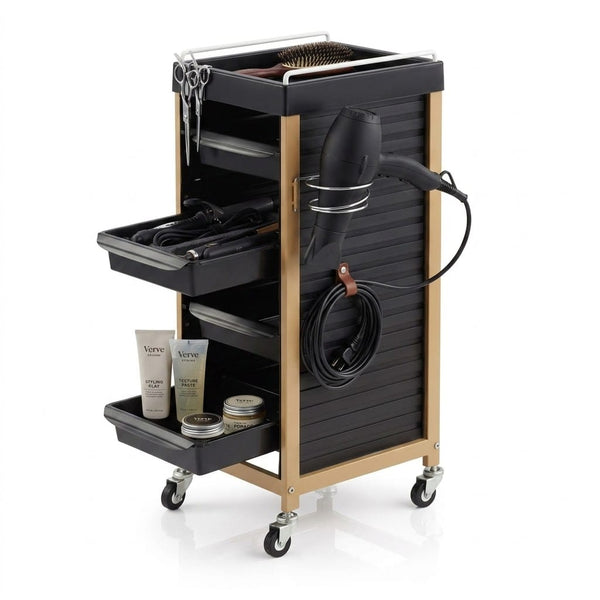 Globalstar Hair Salon Trolley Cart with Wheels – 4 Drawer Rolling Coloring Styling Tray Beauty Furniture