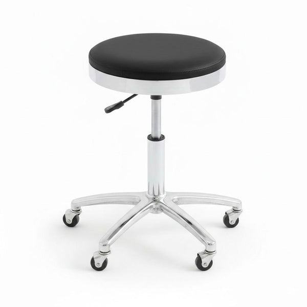 Globalstar Salon Stool Chair TB-3017 – Adjustable White & Black Rolling Stool for Spa, Salon, Multi-Use