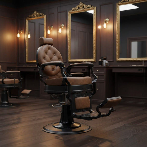 Globalstar BC-2000 Camel Barber Chair – Classic Hydraulic Barber Chair with Premium Faux Leather