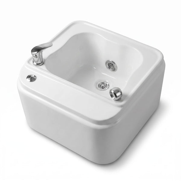 Globalstar BS-T098 Foot Spa White Jacuzzi Basin | Hot & Cold Water Control | Durable Pedicure Tub