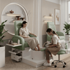 Globalstar High-End Green Pedicure Chair with Cup Holder - Luxury Salon Seating