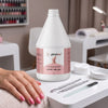 Globalstar Nail Polish Remover 3.78L floating bottle product shot on soft pink background showing full label and 3.78L volume