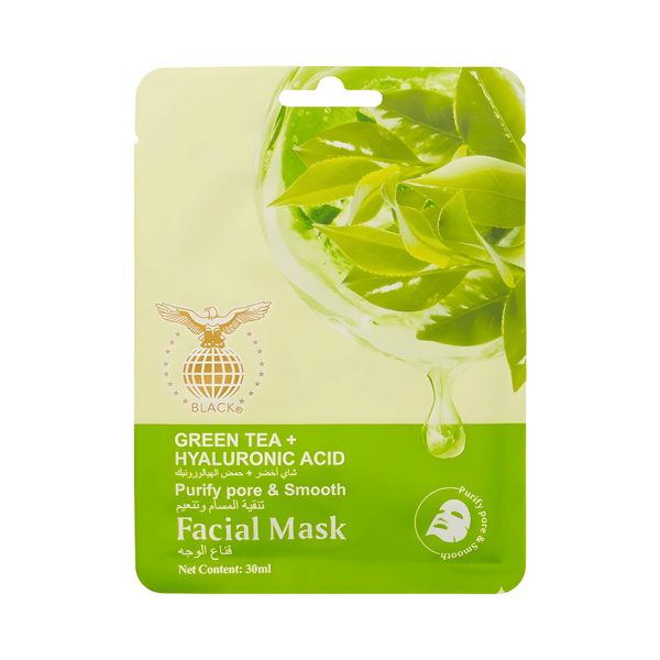 Black Green Tea Facial Mask – Pack of 10 x 25g for Deep Hydration and Skin Freshness