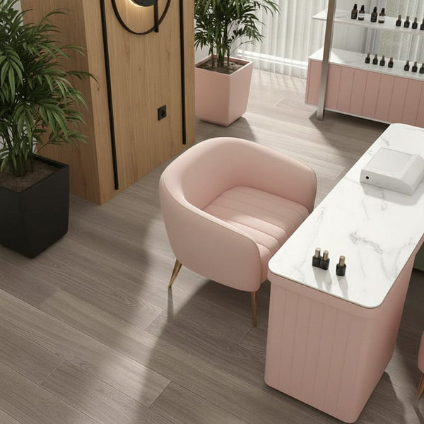 Globalstar Pink Manicure Table Set – Single Nail Station with Two Chairs, Sintered Stone Top, USB Charger and Socket