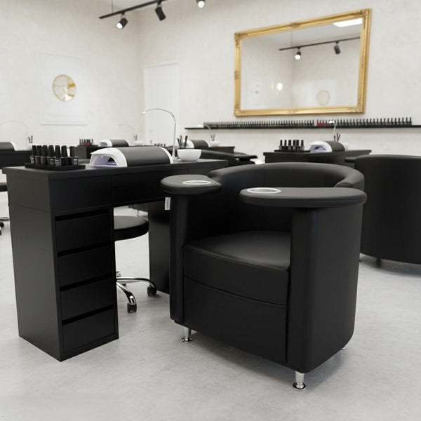 كرسي مانيكير دائري من جلوبال ستار - أسود - BS-661 / H7019