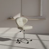 Globalstar LX-3072 Beige Stool Chair with Backrest – Rolling Salon Spa Stool with Leather Padding