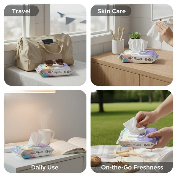 Globalstar Lavender & Lemon Wet Wipes 120 Pcs – Alcohol-Free Refreshing & Gentle Cleansing Wipes for Daily Use