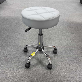 Global Star Grey PU Leather Rolling Stool Chair - Height Adjustable Seating for Office, Salon, and Spa