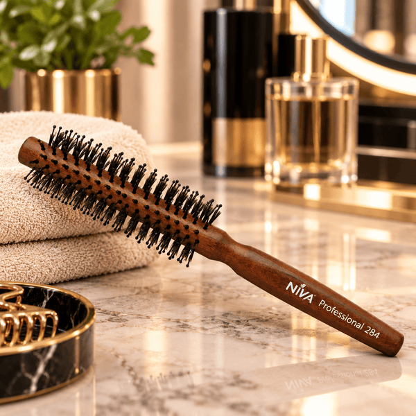 Close-Up of Niva Brushes Professional 284 Round Hair Brush 13mm Barrel and Bristles