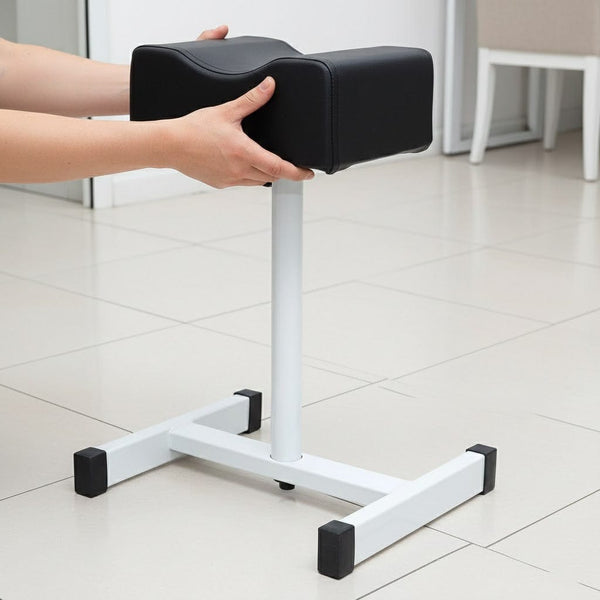 Globalstar Adjustable Pedicure Foot Rest – Professional Metal Leg Holder with Eco Leather Cushion (Black)
