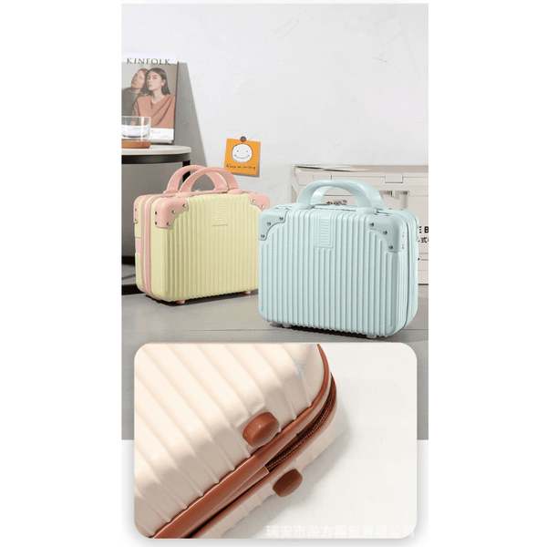 Globalstar Trendy Candy Color Cosmetic Suitcase - Stylish Striped Luggage Box for Perfect Travel Makeup